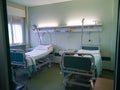 Empty Hospital Clinic Room with Two Beds and Medical Equipment Royalty Free Stock Photo