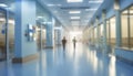 Empty hospital corridor blurred background