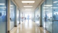 Empty hospital corridor blurred background