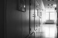 Empty hospital corridor with bright light from a window Royalty Free Stock Photo