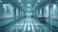 Empty hospital corridor with gurney - generative ai Royalty Free Stock Photo
