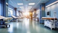 Empty hospital corridor with medical equipment