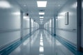 Empty hospital hallway photographed in serene, quiet atmosphere