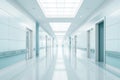 An empty hospital hallway with view of interior of the clinic in serene setting Royalty Free Stock Photo