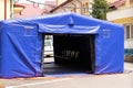 Empty hospital triage tent entrance for COVID 19 pandemic