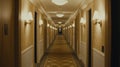 Empty hotel corridor at night, classic style Royalty Free Stock Photo
