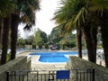 Deserted hotel outdoor swimming pool