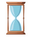 Empty hourglass. Classic design of timer sand. Wooden material. Flat vector illustration isolated on white background