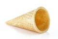 Empty ice cream cone isolated on white background.Wafer cornet