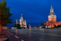 Empty illuminated Red Square and Kremlin, Moscow, Russia