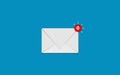 Empty Inbox Concept. Envelope Mail with zero message. 0 notification symbol in blue background