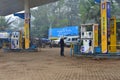 Empty Indian oil Petrol Filling station beside road. selective focus