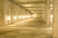 Empty industrial garage room interior with concrete. Royalty Free Stock Photo