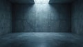 Empty industrial room with grey concrete walls, floor. Light from ceiling window creates spotlight effect. Dark underground Royalty Free Stock Photo