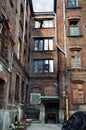 Empty inner backyard of old abandoned buildings