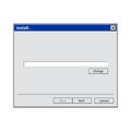 Empty Install window software isolated on white background.