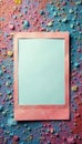 Empty instant camera frame, faded colors, textured surface , close up, memory