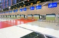 Empty Interior of the airport in Moscow. Check-in counters at the airport