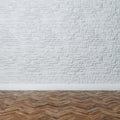 Empty Interior - Brick Wall With Decorative Stone And Hardwood