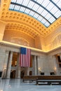 The Great Hall Empty at Chicago Union Station with an American Flag Royalty Free Stock Photo