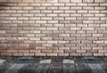 Empty interior perspective - Brick wall and footpath stone ground Royalty Free Stock Photo