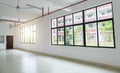 Empty interior white room with glass windows Royalty Free Stock Photo