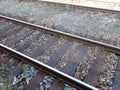 Empty iron rail for train