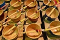 empty japanese wooden bowls and chopsticks for noodles