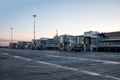 Empty jet bridges at the early morning airport apron