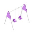 Empty kids swing isometric vector illustration