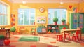 Empty kindergarten room with toys illustration AI Generated