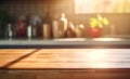 Empty kitchen bench wooden table. Generate Ai Royalty Free Stock Photo