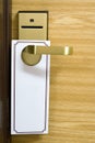 Empty label on a door handle Royalty Free Stock Photo