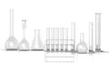 empty laboratory glassware on white background