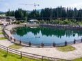 Empty Lake in Bukovel in summer