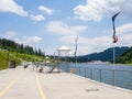 Empty Lake of Youth beach in Bukovel in summer Royalty Free Stock Photo