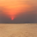 Empty land and view of sunset.