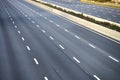 Empty 8-lane highway due to road and bridge works Royalty Free Stock Photo
