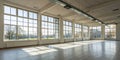Empty large room with large windows. Very bright room without anyone inside Royalty Free Stock Photo