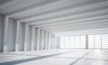 Empty large white industrial warehouse