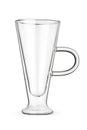 Empty latte coffee transparent double wall glass cup isolated