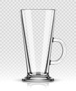 Empty latte glass on transparent background