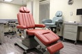 Empty leather chair in the clinic. Dentist
