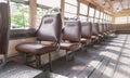 Empty leather seat inside the vintage auto bus of bangkok metropolis