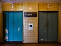 Empty lift lobby in an old industrial building