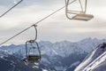 Empty lift for tourists and winter sports enthusiasts in the Tyrolean Alps in Austria