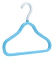 Light blue plastic clothing hanger with white hook isolated on a white background Royalty Free Stock Photo