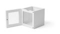 Empty light-colored modular storage box with open compartments and lid Royalty Free Stock Photo