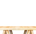 Empty light wood table top isolate on white background, Leave sp Royalty Free Stock Photo