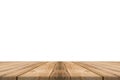 Empty light wood table top isolate on white background. Royalty Free Stock Photo